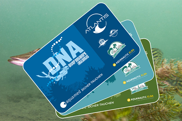 DNA Diver Network Clubkarte und Tauchausrüstung